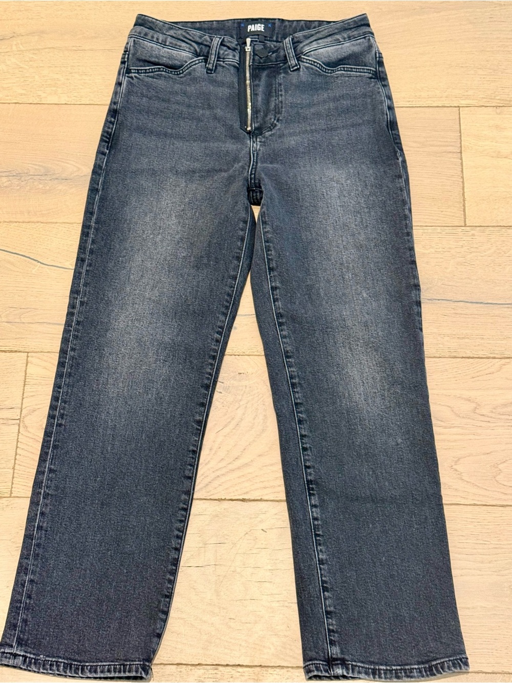 PAIGE Straight Leg Jeans in Washed Black